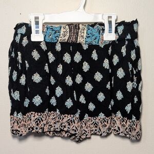 Angie Girls Boho Patterned Shorts Black Blue Girls Size L